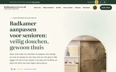 Homepage van Badkamersenioren.nl