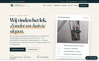 Homepage van Lekkage Expert