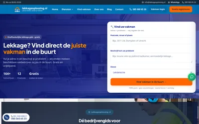 Homepage van Lekkageoplossing.nl