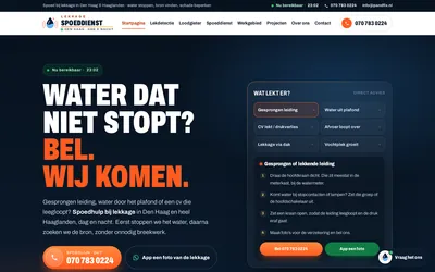 Homepage van Lekkage Spoeddienst